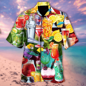 Party Cocktails Tropical Background Design Hawaiian Shirt,Hawaiian Shirt Gift, Christmas Gift