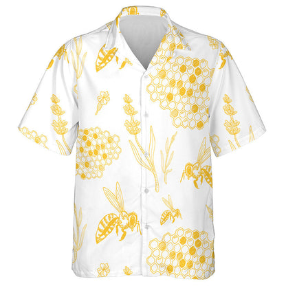 Natural Background With Honeycomb Bee Flowers And Branches Hawaiian Shirt, Hawaiian Shirt Gift, Christmas Gift