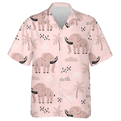 Sleeping Elephants With Palm Tree Rain And Cloud Hawaiian Shirt, Hawaiian Shirt Gift, Christmas Gift