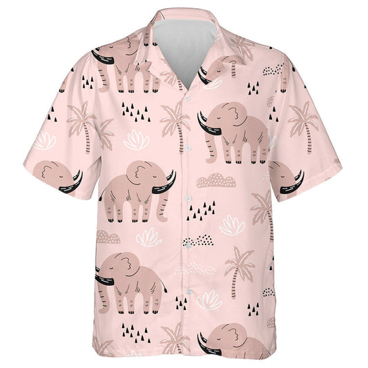 Sleeping Elephants With Palm Tree Rain And Cloud Hawaiian Shirt, Hawaiian Shirt Gift, Christmas Gift