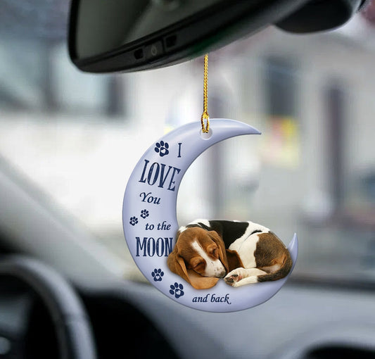 Basset hound moon back basset hound lover dog moms two sided ornament, Christmas Gift,Christmas Decoration