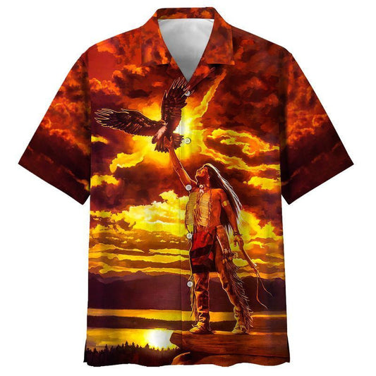 Native American Beautiful Scene Of Chief And Eagle Hawaiian Shirt, Hawaiian Shirt Gift, Christmas Gift