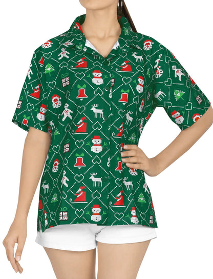 Dark Green Time Of Christmas Design Hawaiian Shirt,Hawaiian Shirt Gift, Christmas Gift