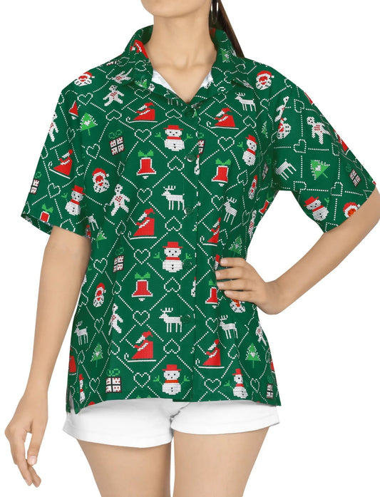 Dark Green Time Of Christmas Design Hawaiian Shirt,Hawaiian Shirt Gift, Christmas Gift