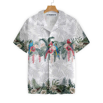 Vintage Botanical Lotus And Macaw Parrot Design Hawaiian Shirt, Hawaiian Shirt Gift, Christmas Gift