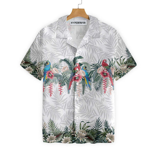 Vintage Botanical Lotus And Macaw Parrot Design Hawaiian Shirt, Hawaiian Shirt Gift, Christmas Gift