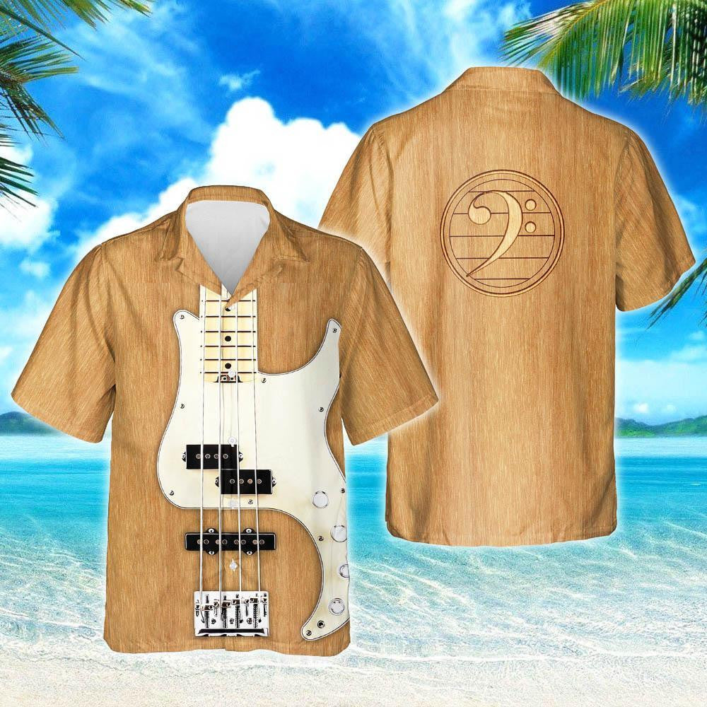 Bass Guitar Keen On Music Design Hawaiian Shirt, Hawaiian For Gift