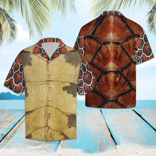 Awesome Sea Turtle Brown And Beige Design Hawaiian Shirt, Hawaiian Shirt Gift, Christmas Gift