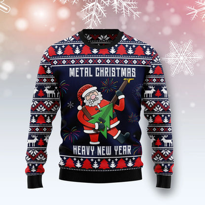 Metal Christmas Heavy New Year unisex womens & mens, couples matching, friends, funny family ugly christmas holiday sweater gifts, Christmas Ugly Sweater