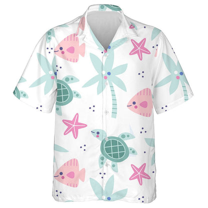 Turtle Swims In The Ocean Background Of The Sun Hawaiian Shirt, Hawaiian Shirt Gift, Christmas Gift