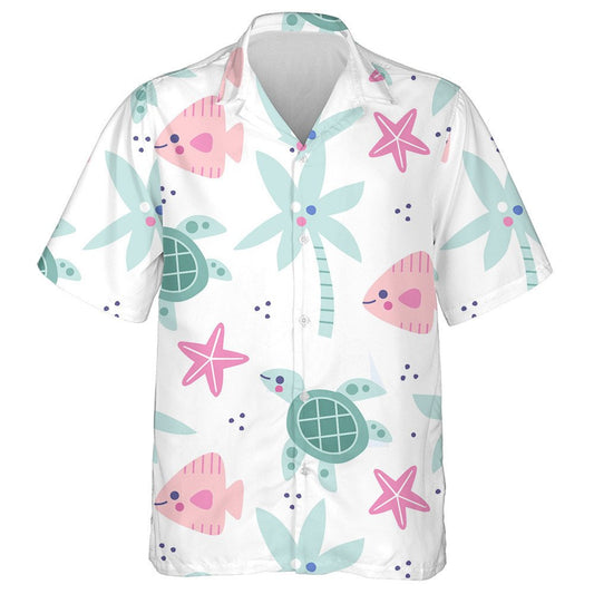 Turtle Swims In The Ocean Background Of The Sun Hawaiian Shirt, Hawaiian Shirt Gift, Christmas Gift