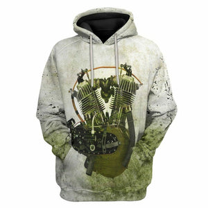 3D HD 1911 F Head Motorcycle Drag Racing Engine Custom Tshirt Hoodie Apparel