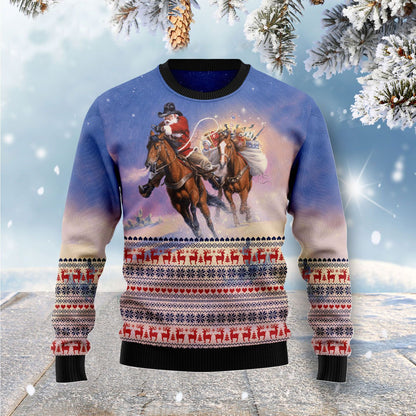 Cowboy Santa Claus Ugly Christmas Sweater, Christmas Ugly Sweater,Christmas Gift,Gift Christmas 2022