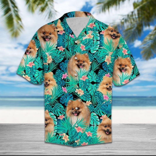 Appealing Love Of Pomeranian Tropical Jungle Design Hawaiian Shirt, Hawaiian Shirt Gift, Christmas Gift