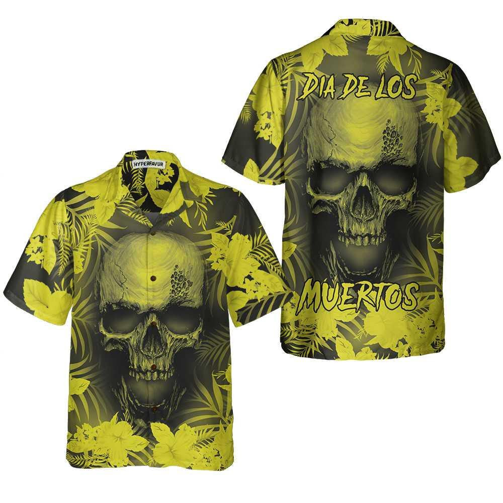 Skull Floral Pattern Dia De Los Muertos Hawaiian Shirt, Hawaiian Shirt Gift, Christmas Gift