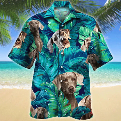 Weimaraner Dog Lovers Gift Holiday Vacation Themed Pattern Hawaiian Shirt, Hawaiian Shirt Gift, Christmas Gift