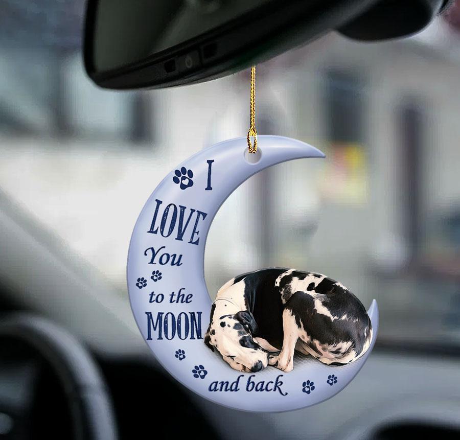 Great Dane Moon Back Great Dane Lover Dog Moms Two Sided Ornament, Christmas Gift,Christmas Decoration