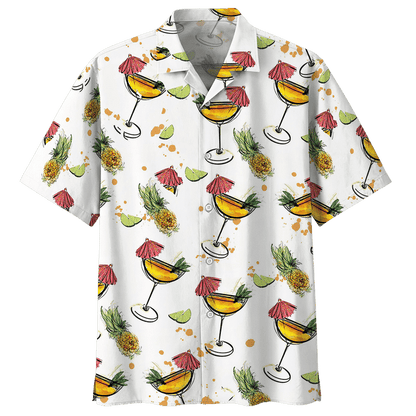Cocktail On White Skin Pattern Hawaiian Shirt, Hawaiian For Gift