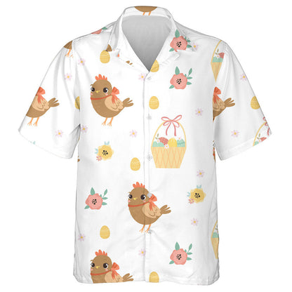 Cute Chicken With Bow Tie And Eggs Flower Hawaiian Shirt, Hawaiian Shirt Gift, Christmas Gift