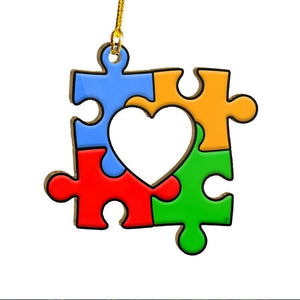 Autism Awareness Puzzle Love Ornament, Christmas Ornament Gift, Christmas Gift, Christmas Decoration