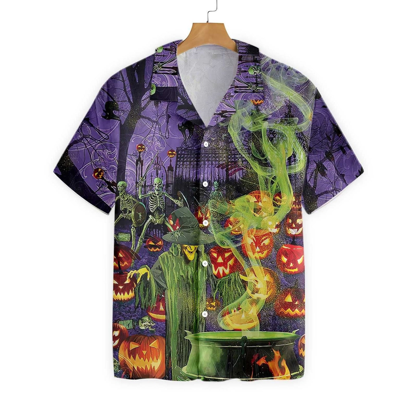 Fright Witch Hour At Night Halloween Dramatic Hawaiian Shirt, Hawaiian Shirt Gift, Christmas Gift