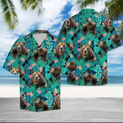 Bear Tropical Hawaiian Shirt, Hawaiian Shirt Gift, Christmas Gift