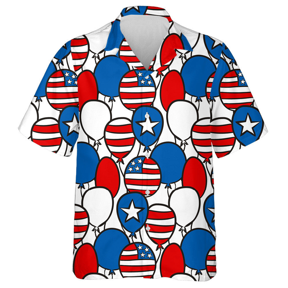Hand Drawn Patriotic American Flag Balloons Pattern Hawaiian Shirt, Hawaiian Shirt Gift, Christmas Gift