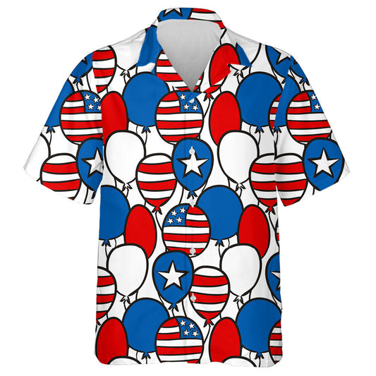 Hand Drawn Patriotic American Flag Balloons Pattern Hawaiian Shirt, Hawaiian Shirt Gift, Christmas Gift