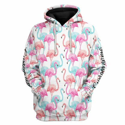 3D Flamingo Pink Blue Water Hoodie Custom Hoodies