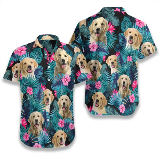 Golden Dog Tropical Hawaiian Shirt, Hawaiian Shirt Gift, Christmas Gift