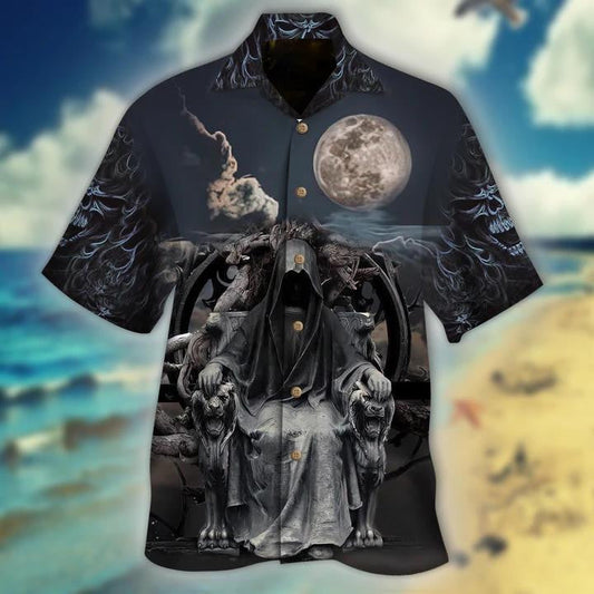 Death Skull One Day Left To Live Throne Hawaiian Shirt, Hawaiian Shirt Gift, Christmas Gift