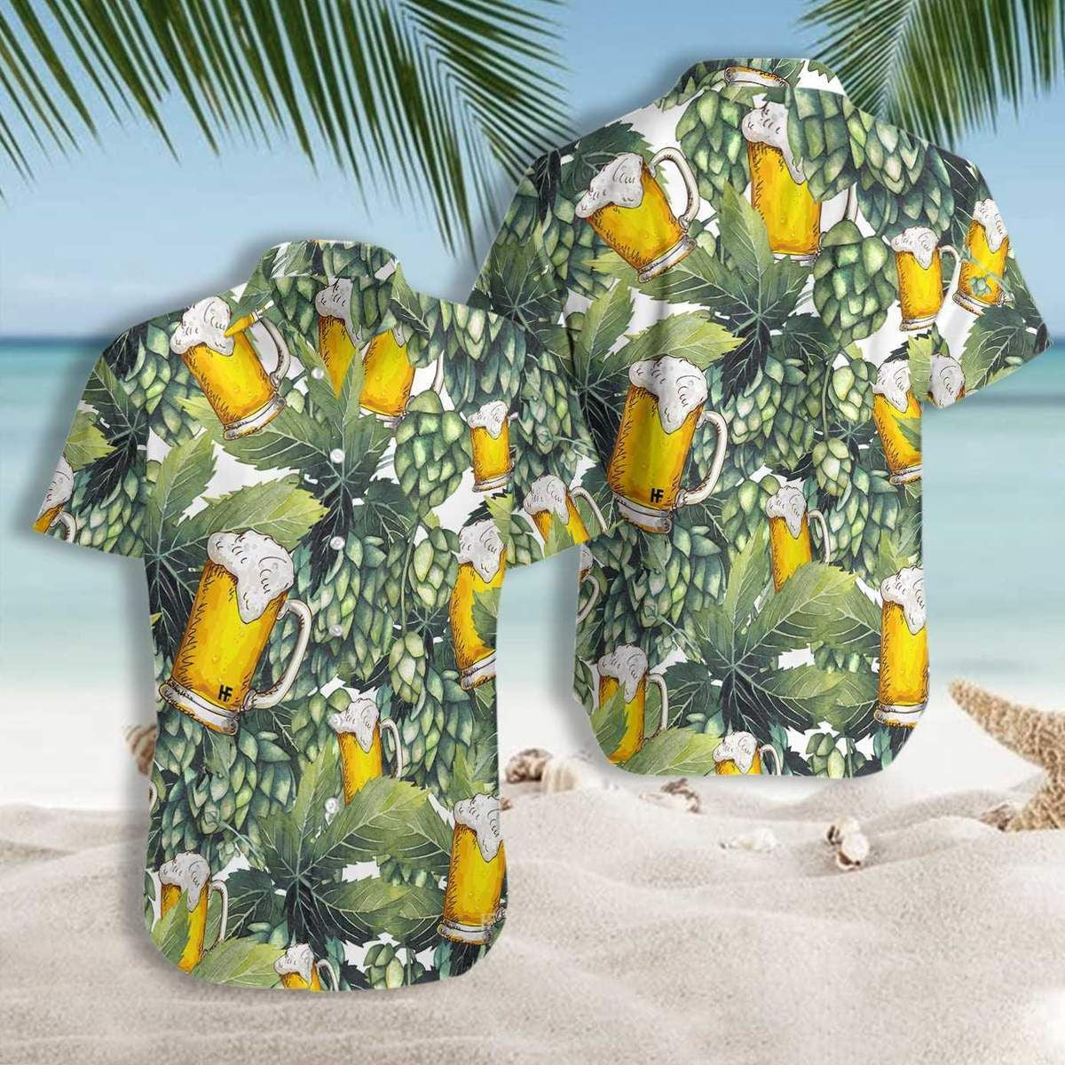 Beer With Hops Flowering Plants Pattern Hawaiian Shirt, Hawaiian For Gift