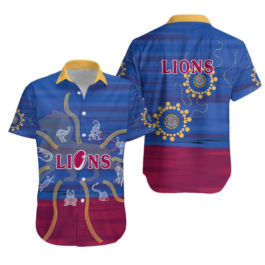 Brisbane Hawaiian Aloha Shirt Proud Lions Simple K13 Hawaiian Shorts Beach Short Sleeve,Hawaiian Shirt Gift, Christmas Gift