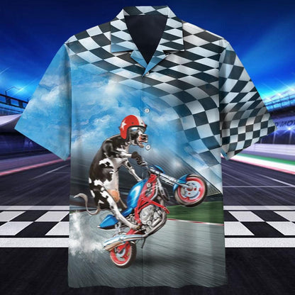 Talented Cow Racing Flag Pattern Hawaiian Shirt,Hawaiian Shirt Gift, Christmas Gift