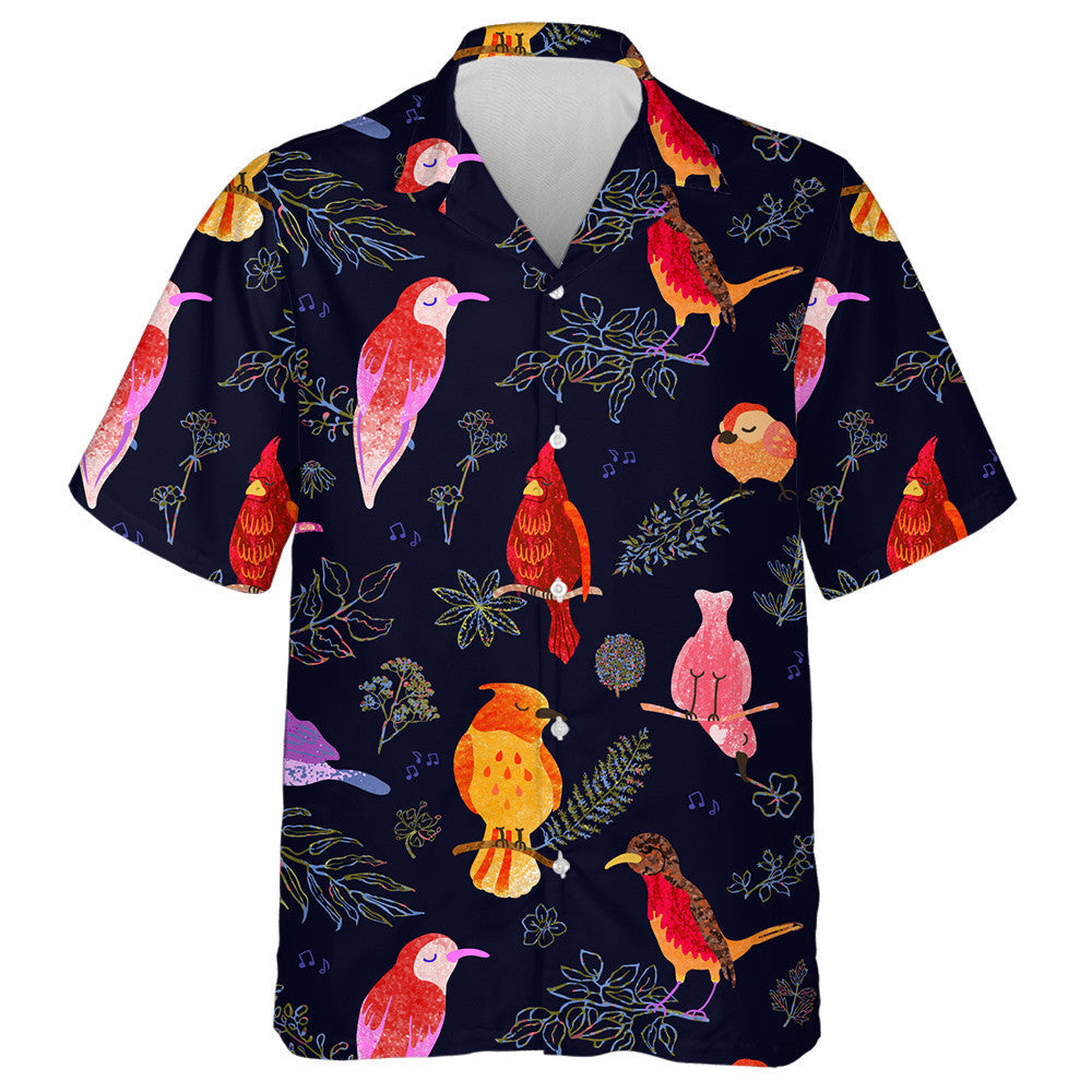 Various Birds Sleeping In Night With Plants Hawaiian Shirt, Hawaiian Shirt Gift, Christmas Gift