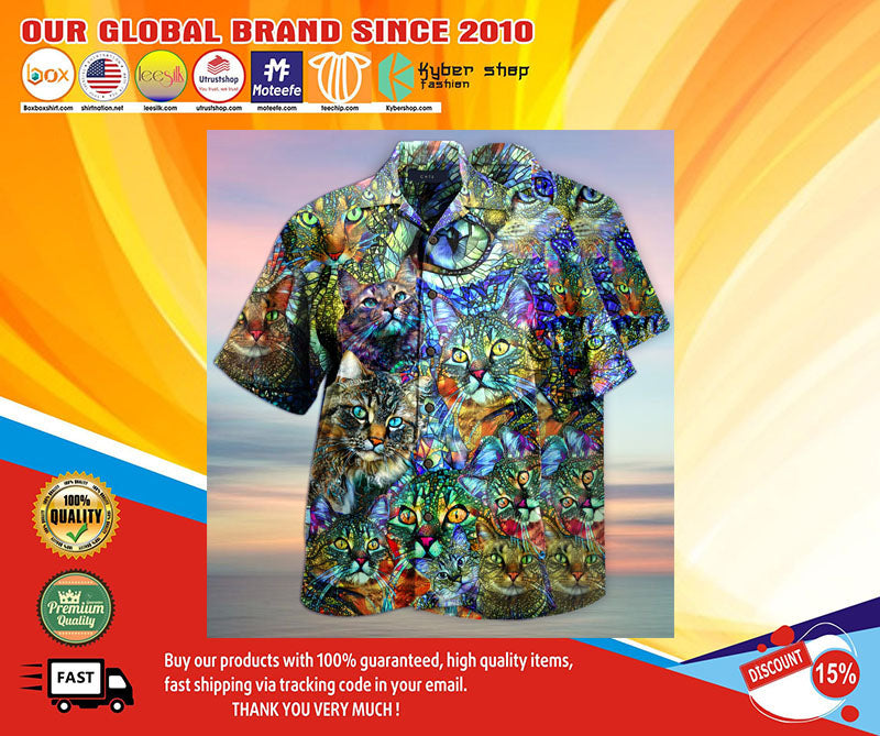 Kaleidoscope Cat Hawaiian Shirt, Hawaiian Shirt Gift, Christmas Gift