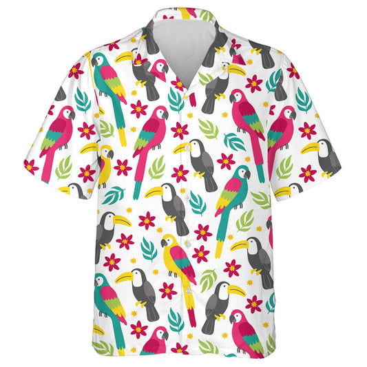 Bird Plumeria Macaw Toucan Tropical Leaves And Flowers Hawaiian Shirt, Hawaiian Shirt Gift, Christmas Gift