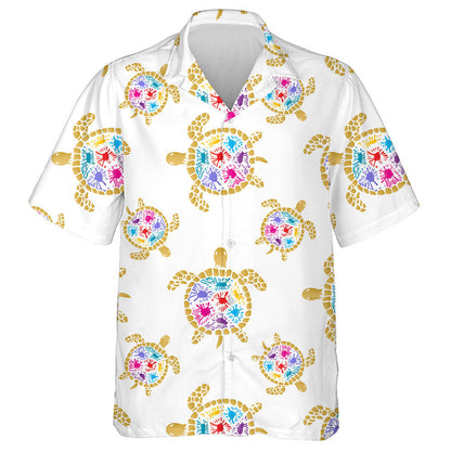 Sea Turtle With Colored Blots On The Shell Hawaiian Shirt, Hawaiian Shirt Gift, Christmas Gift