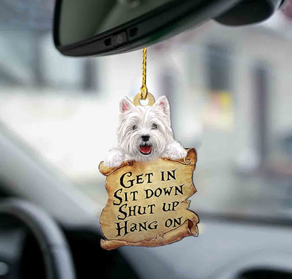 West Highland Car Ornaments, White Terrier get in West Highland White Terrier lover two sided ornament, Christmas Decoration