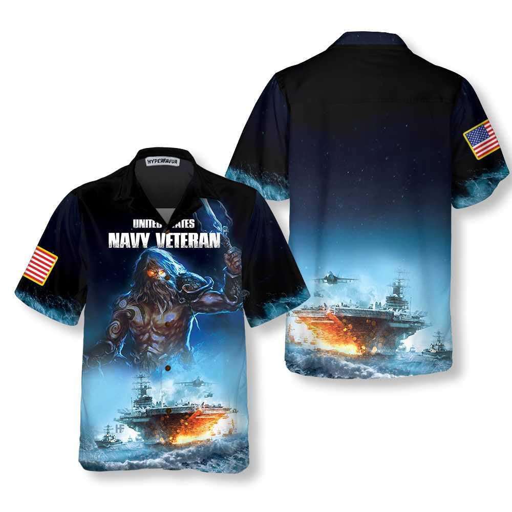 Proud Navy Veteran Gift For American Army Hawaiian Shirt, Hawaiian Shirt Gift, Christmas Gift