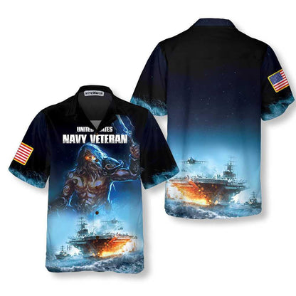 Proud Navy Veteran Gift For American Army Hawaiian Shirt, Hawaiian Shirt Gift, Christmas Gift