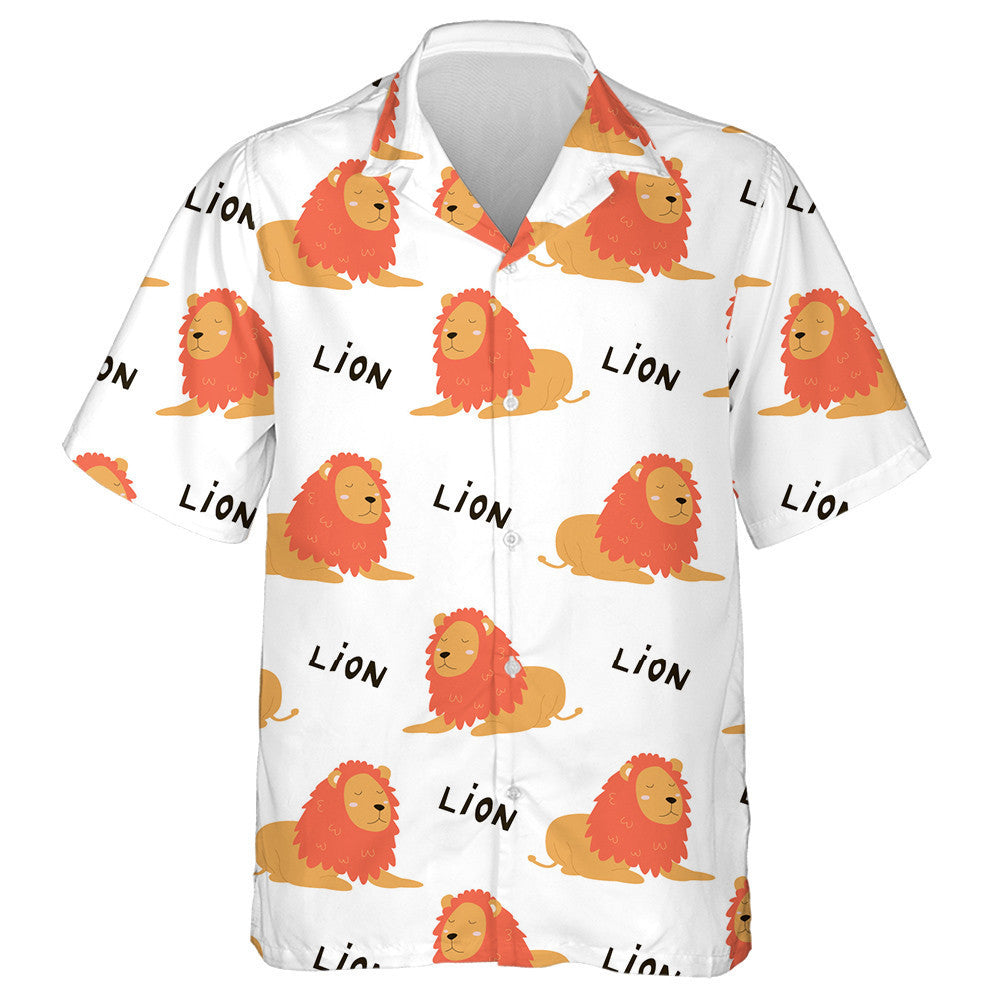 Funny Lion With Orange Sleeping Hawaiian Shirt,Hawaiian Shirt Gift, Christmas Gift