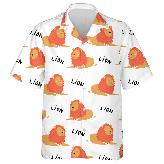 Funny Lion With Orange Sleeping Hawaiian Shirt,Hawaiian Shirt Gift, Christmas Gift