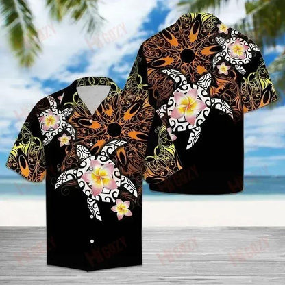 Turtle Floral Hawaiian Shirt Summer Short Sleeve Best Hawaiian Shirts Funny Hawaiian Shirts, Hawaiian Shirt Gift, Christmas Gift