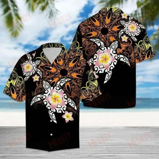 Turtle Floral Hawaiian Shirt Summer Short Sleeve Best Hawaiian Shirts Funny Hawaiian Shirts, Hawaiian Shirt Gift, Christmas Gift