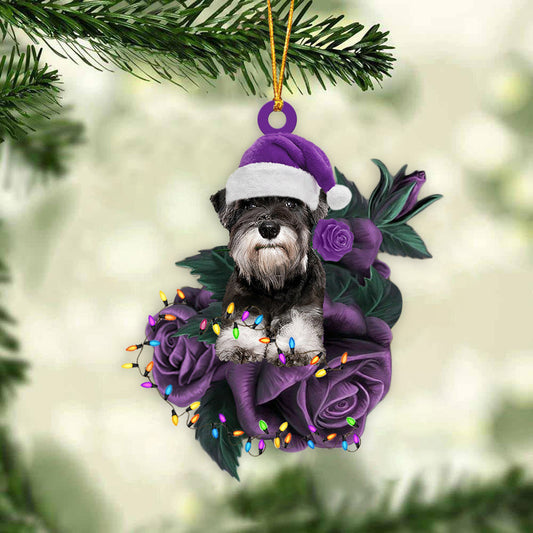 Schnauzer In Purple Rose Christmas Ornaments Christmas Gift To Dog Lover, Christmas Gift,Christmas Decoration