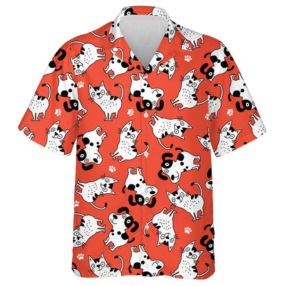 Cute Animal Cat And Dog Wildlife Cartoon Character Hawaiian Shirt, Hawaiian Shirt Gift, Christmas Gift