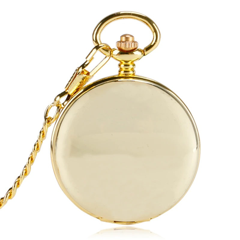 Christmas Gift Smooth Mechanical Pocket Watch Full Luxury Gold Color Men Women Stylish Retro