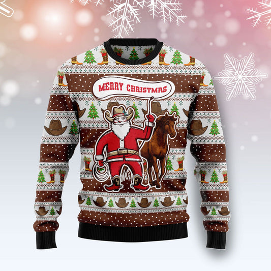 Cowboy Santa Claus Ugly Christmas Sweater, Christmas Ugly Sweater,Christmas Gift,Gift Christmas 2022