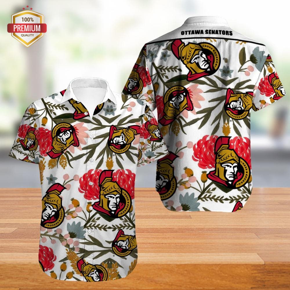 Ottawa Senators Hawaiian Shirt, Hawaiian Beach Shirt Short Sleeve, Hawaiian Shirt Gift, Christmas Gift